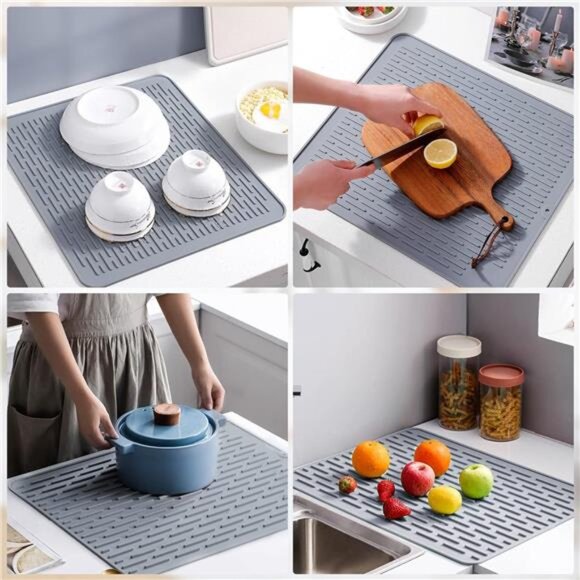 Silicone Drying Mat, XL Size 23” x 18”, Dish Drying Mat, Large Dish Drainer Mat - Picture 6 of 8